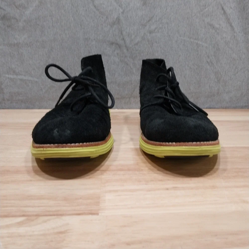 Cole Haan LunarGrand Chukka Boots Suede Mens C11185 9.5 Black Neon Yellow